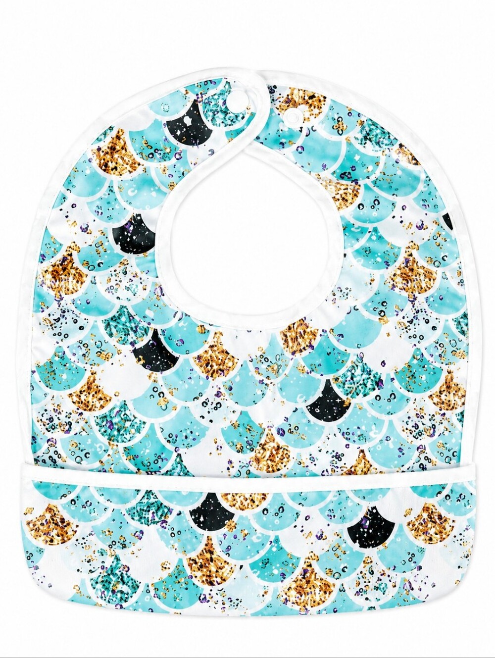 4/$15🟢•Mermaid Scale Print Baby Flip Bib